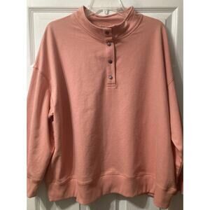 Como Vintage Womens 2X Pink Pullover Sweatshirt Snaps Stand Up Collar CS13765TSC